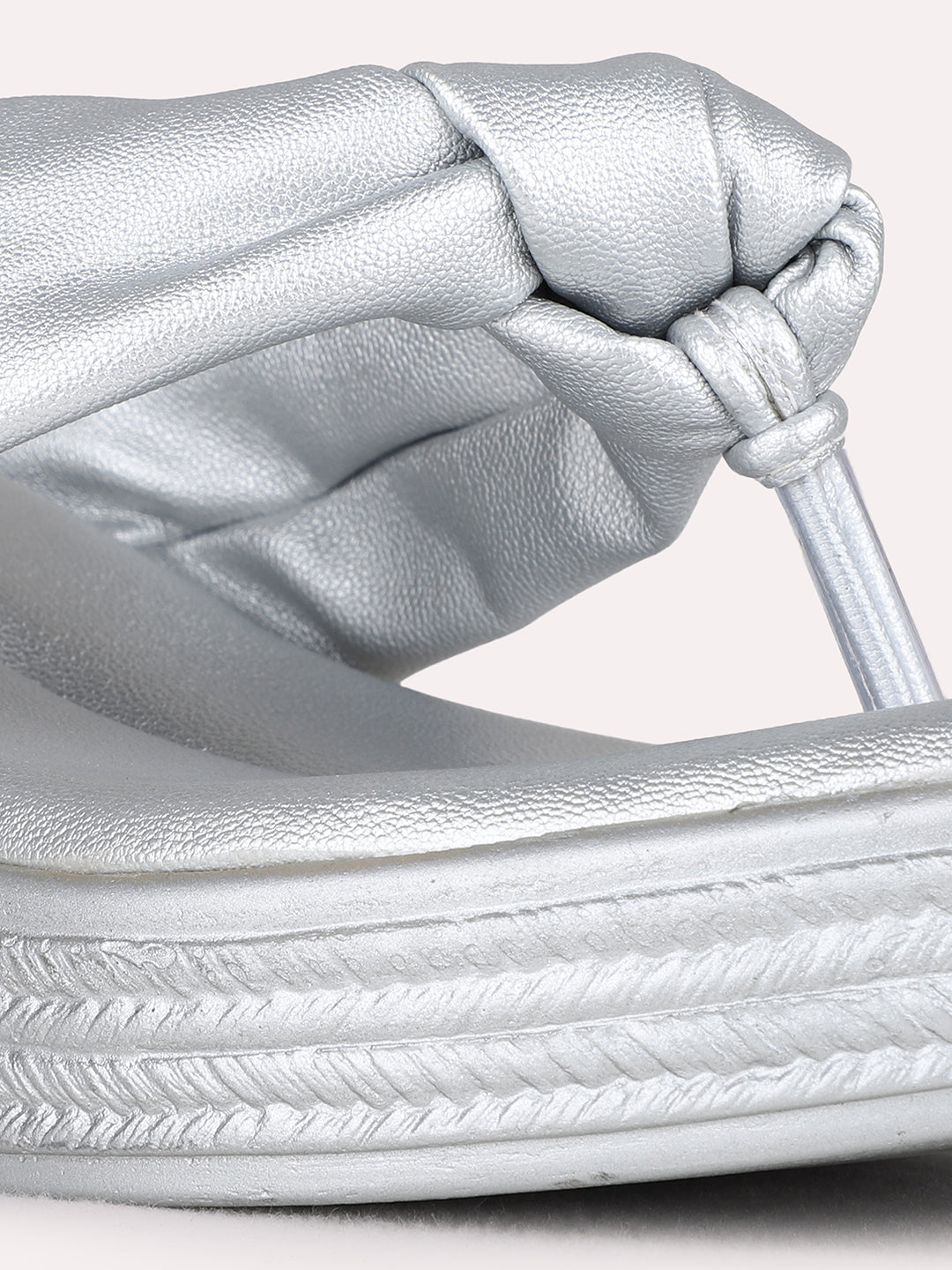 Womens Silver Party Wear Solid Round Toe Wedge Heel Sandals