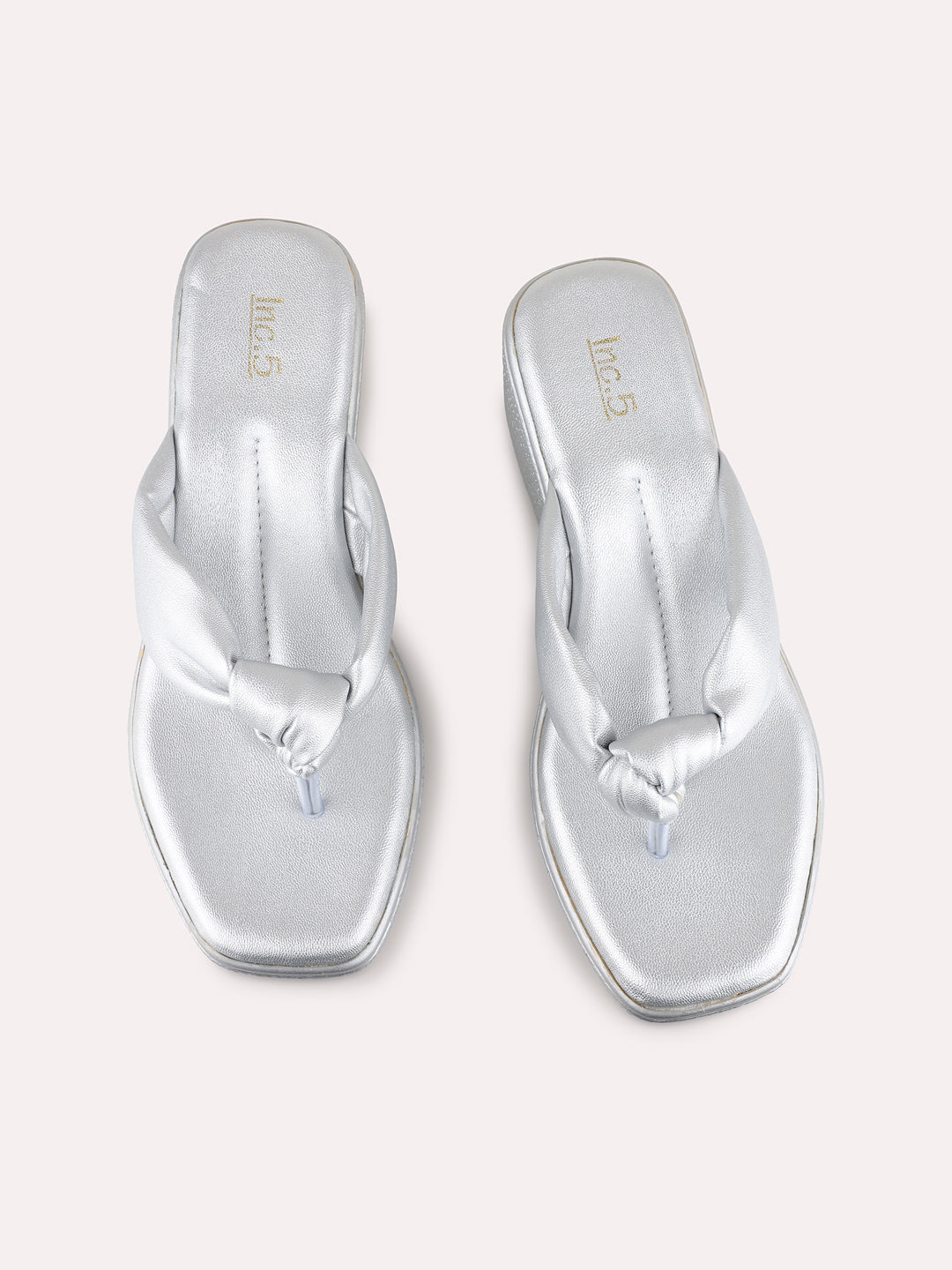 Womens Silver Party Wear Solid Round Toe Wedge Heel Sandals