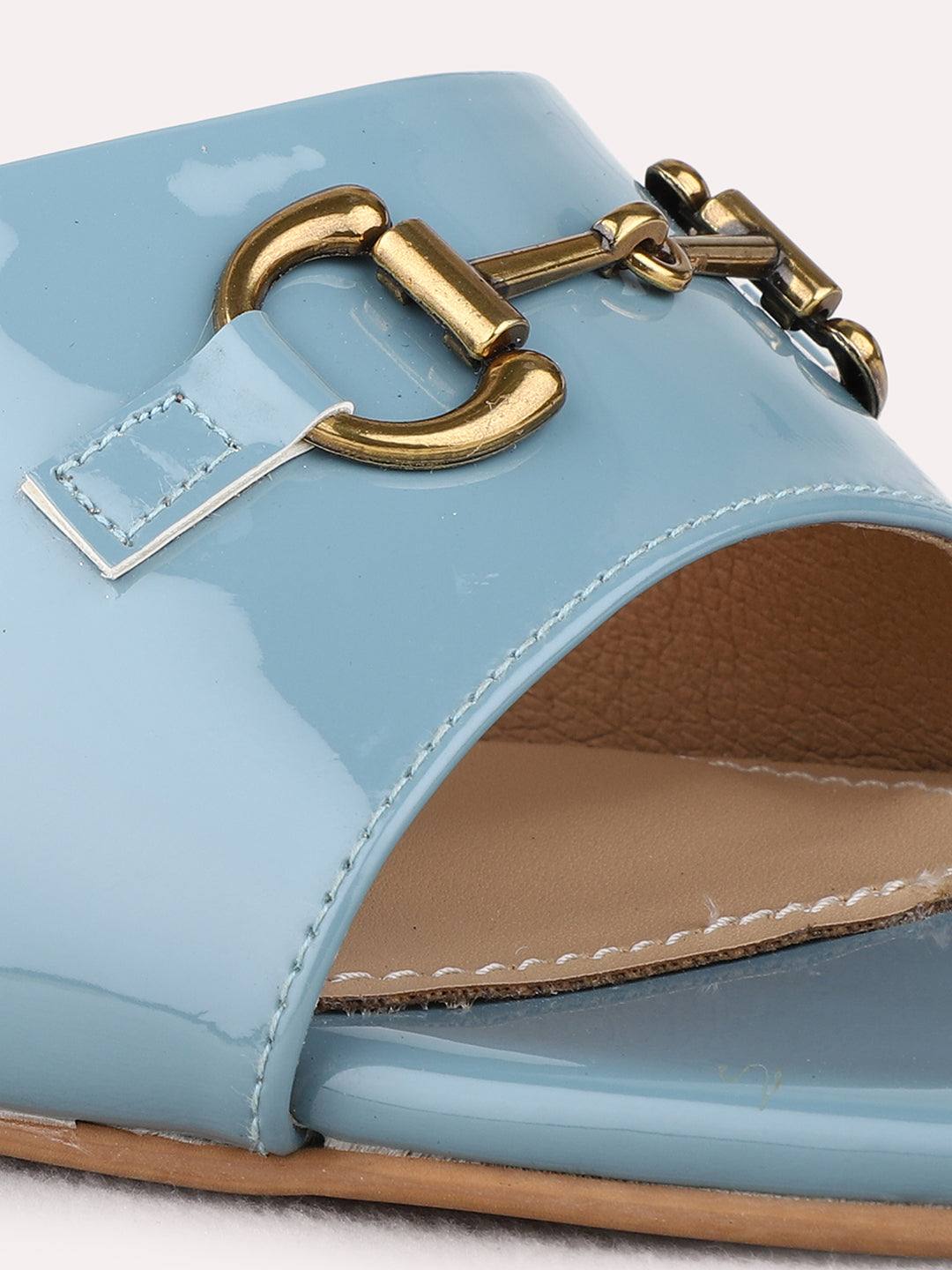 Womens Blue Party Wear Solid Square Toe Kitten Heel Sandals