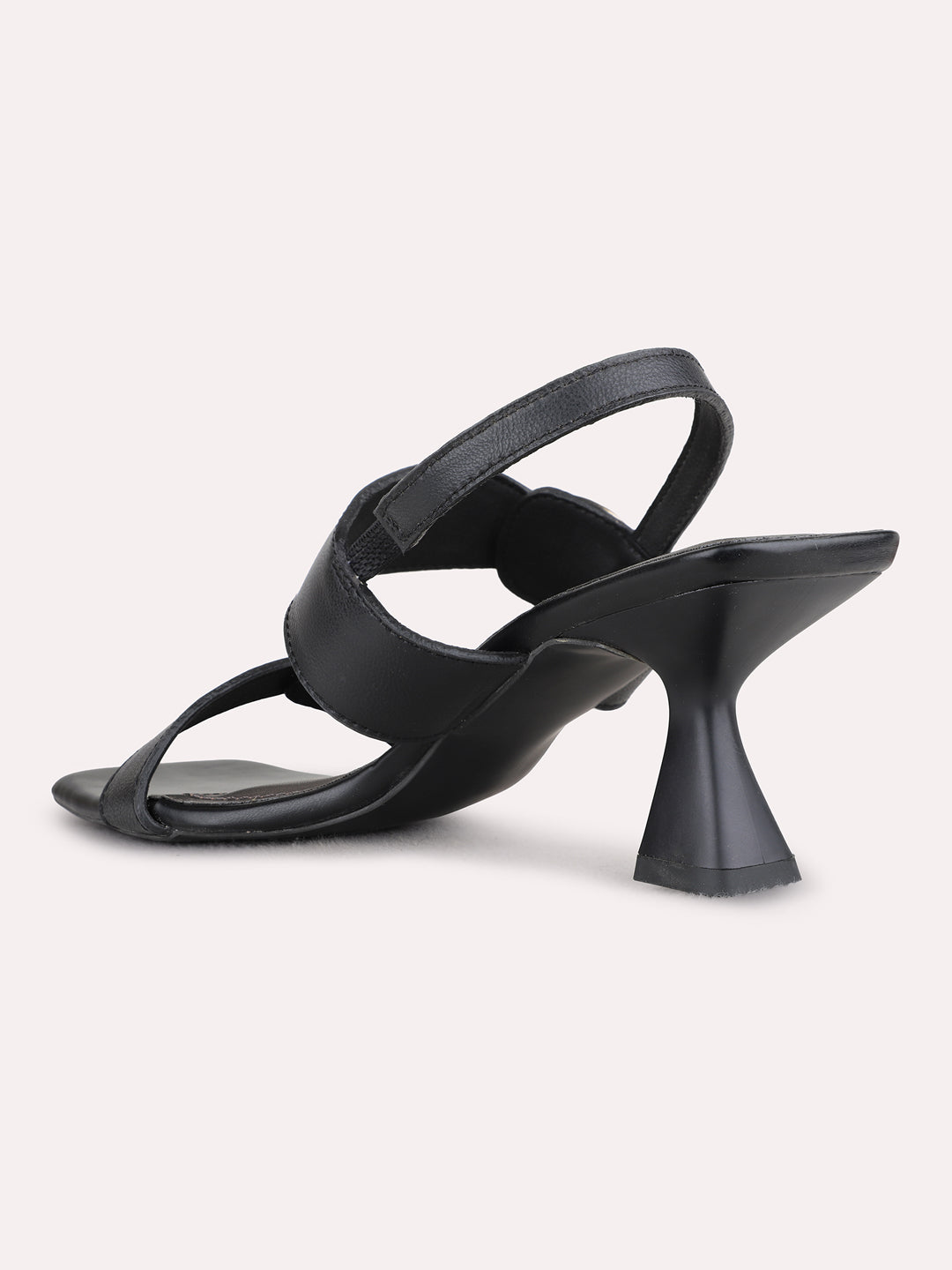 Womens Black Party Wear Solid Square Toe Kitten Heels