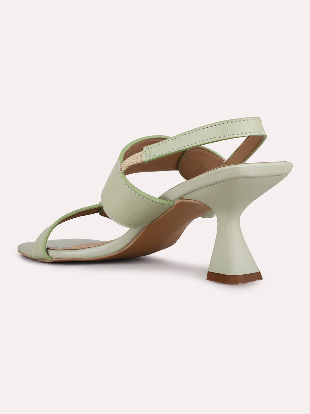 Womens Green Party Wear Solid Square Toe Kitten Heels