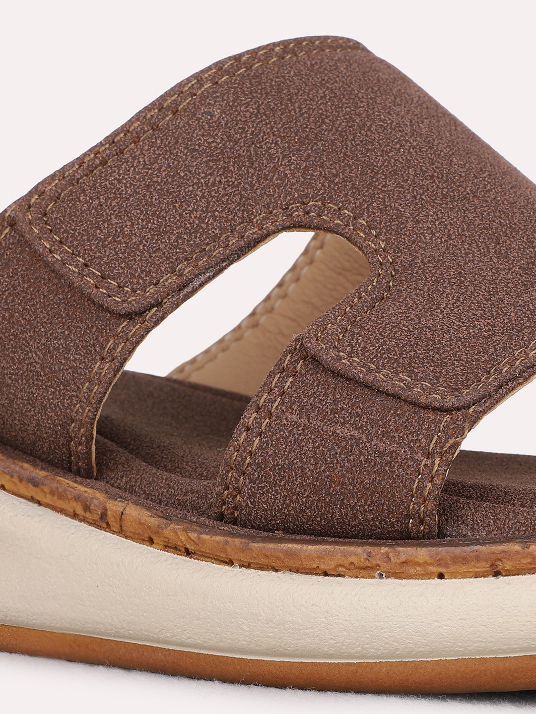 Womens Brown Casual Solid Round Toe Wedge Heel Sandals