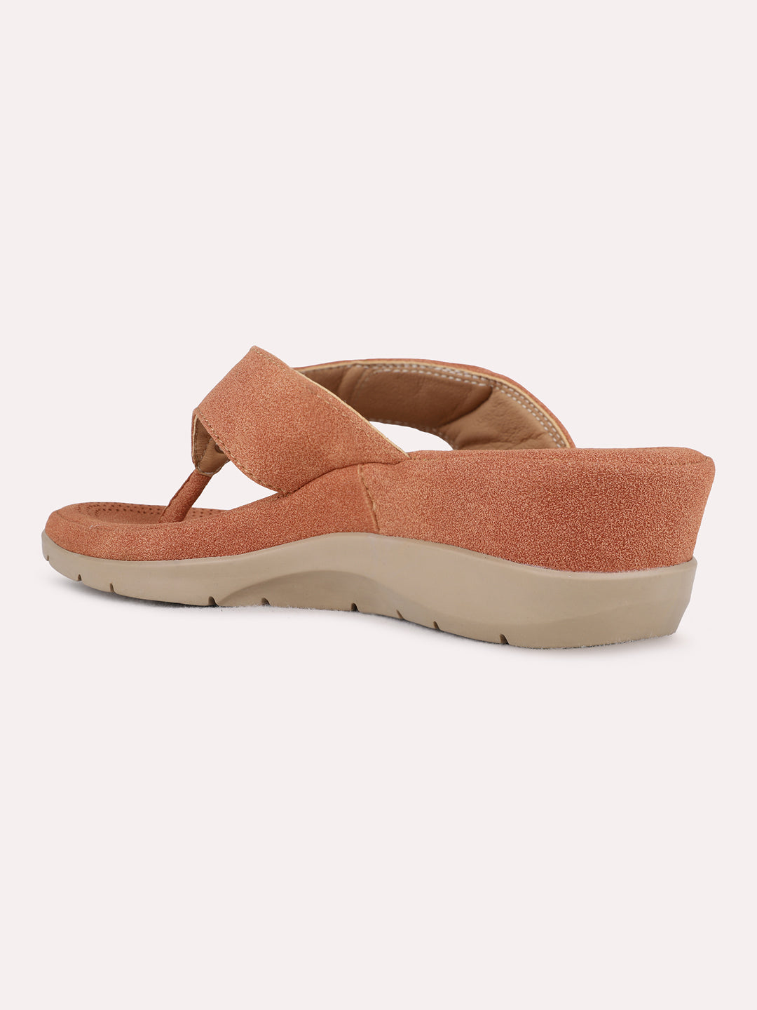 Womens Tan Ethnic Solid Round Toe Wedge Heels