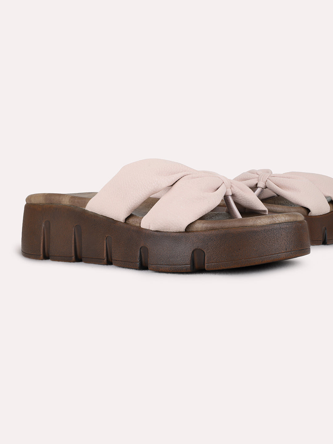 Womens Peach Casual Solid Round Toe Wedges