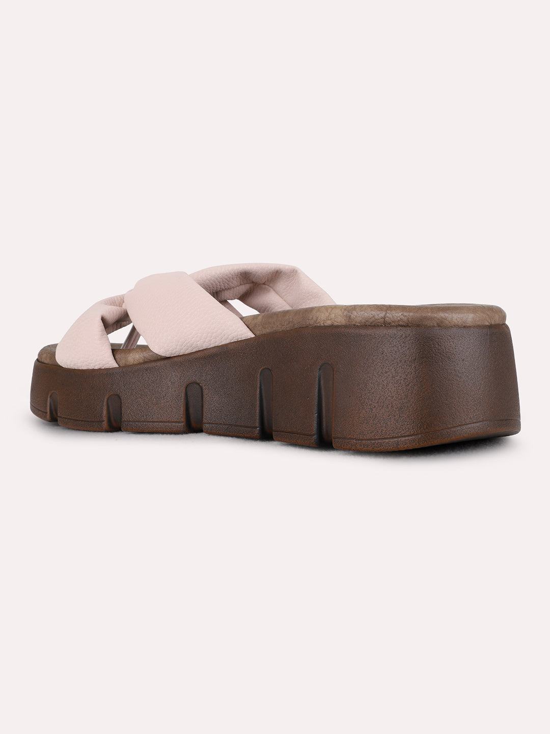 Womens Peach Casual Solid Round Toe Wedges