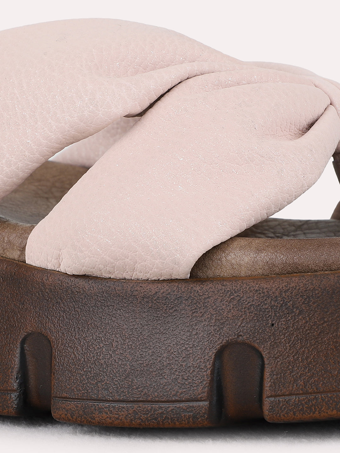 Womens Peach Casual Solid Round Toe Wedges