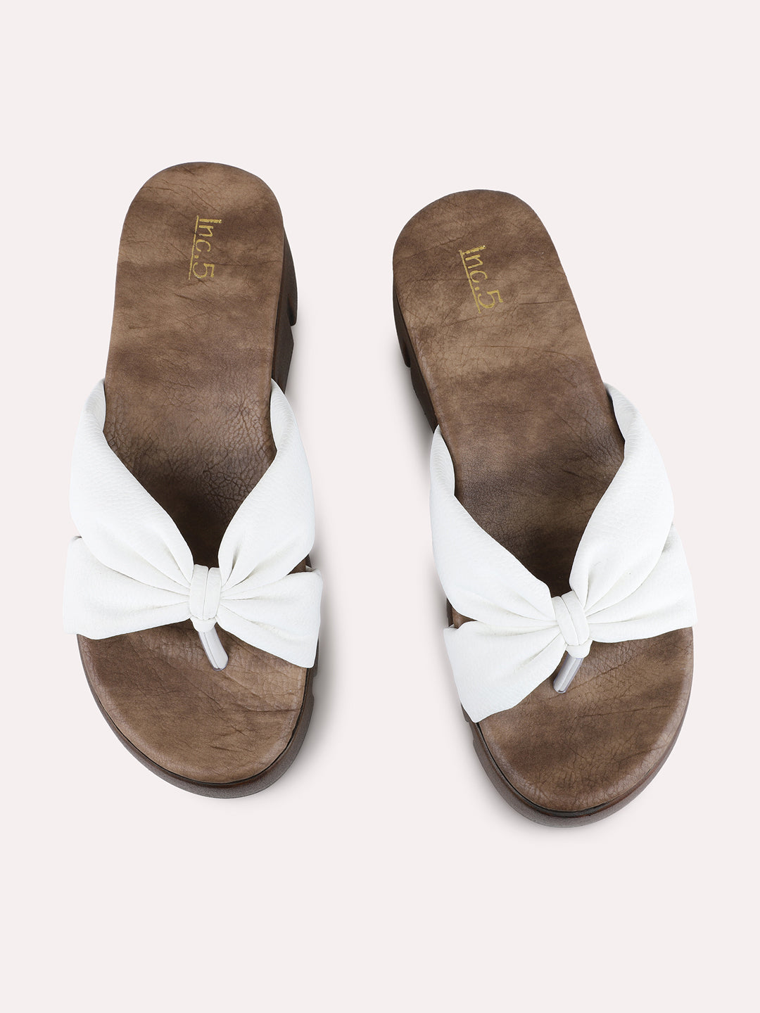 Womens White Casual Solid Round Toe Wedge Heels