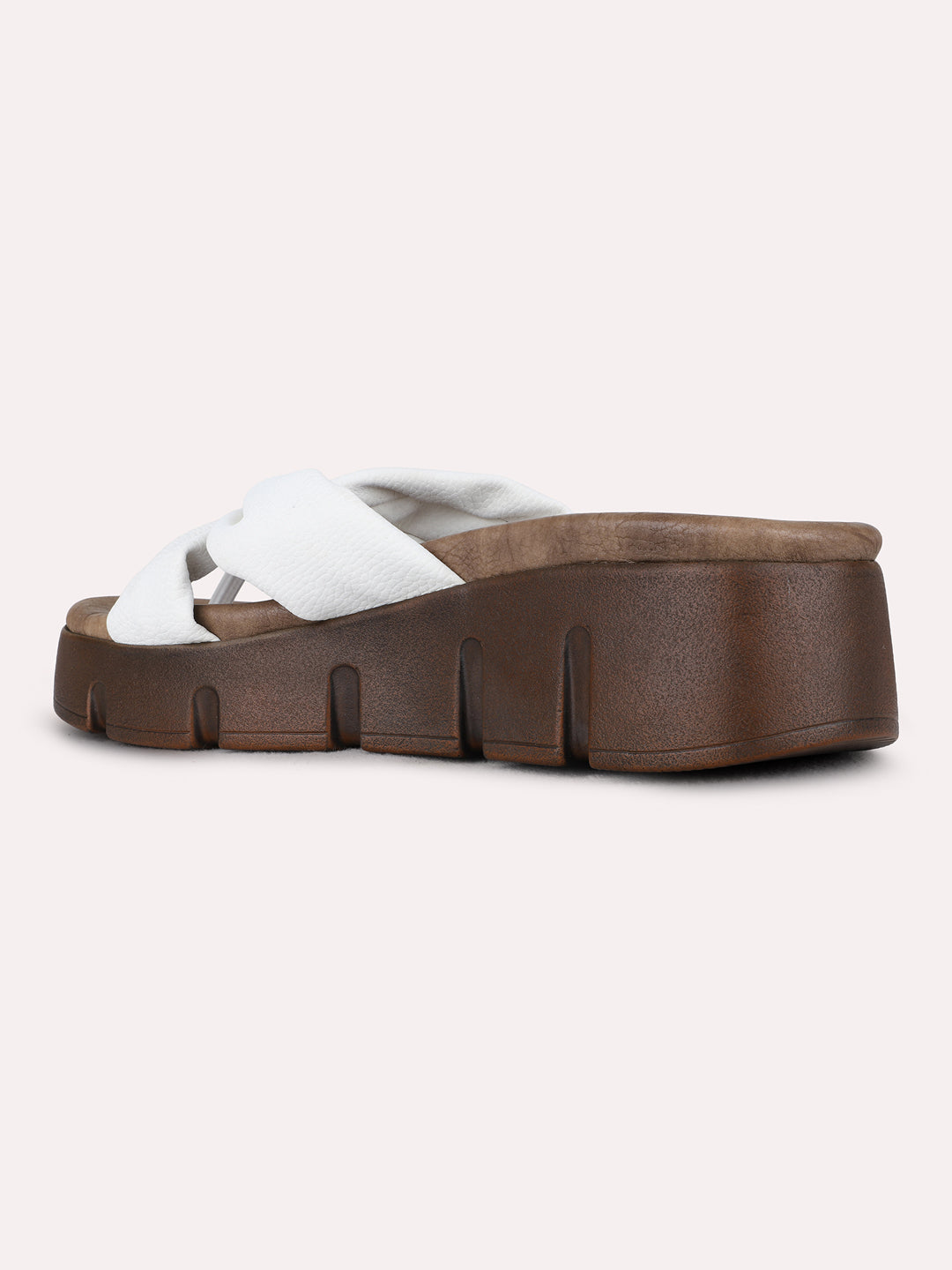 Womens White Casual Solid Round Toe Wedge Heels