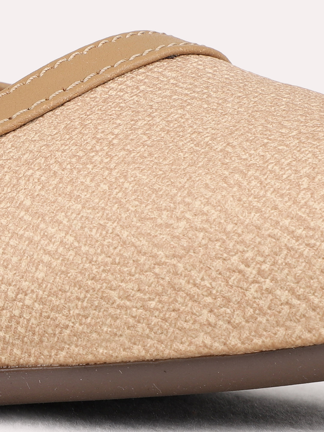 Womens Beige Casual Solid One Toe Flat Mules