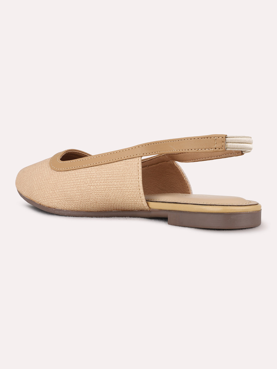 Womens Beige Casual Solid One Toe Flat Mules