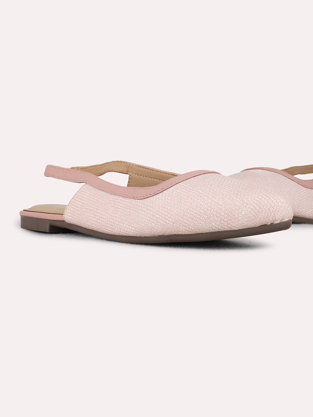 Womens Peach Casual Solid One Toe Flat Mules