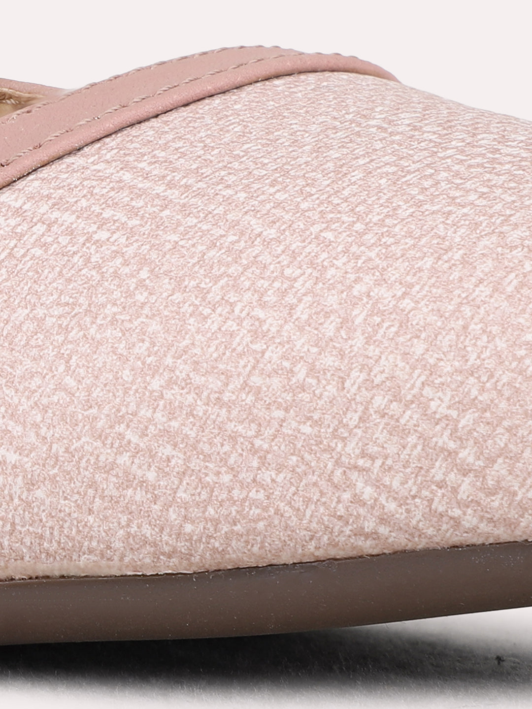 Womens Peach Casual Solid One Toe Flat Mules