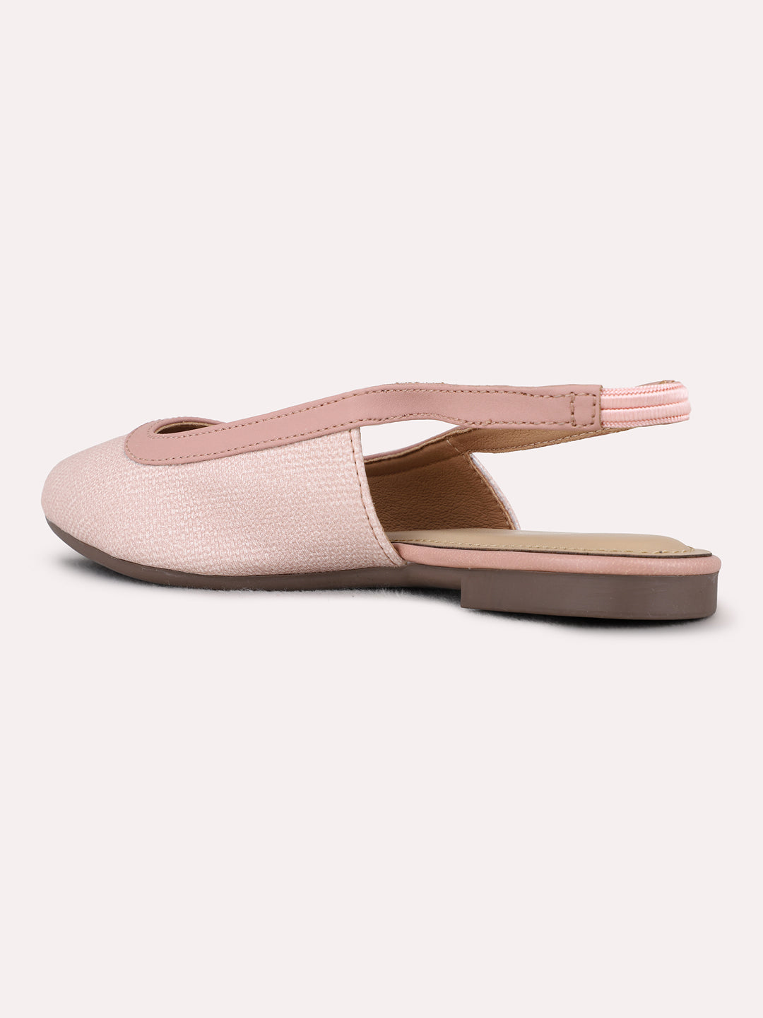Womens Peach Casual Solid One Toe Flat Mules