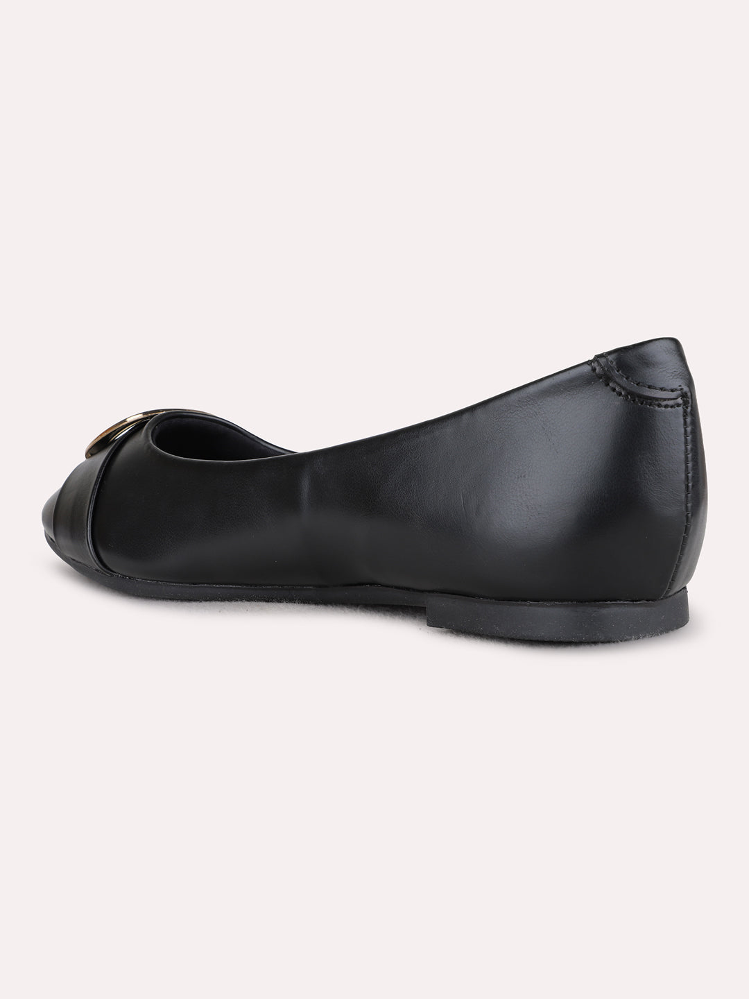 Womens Black Casual Solid Pattern Narrow Toe Ballerinas