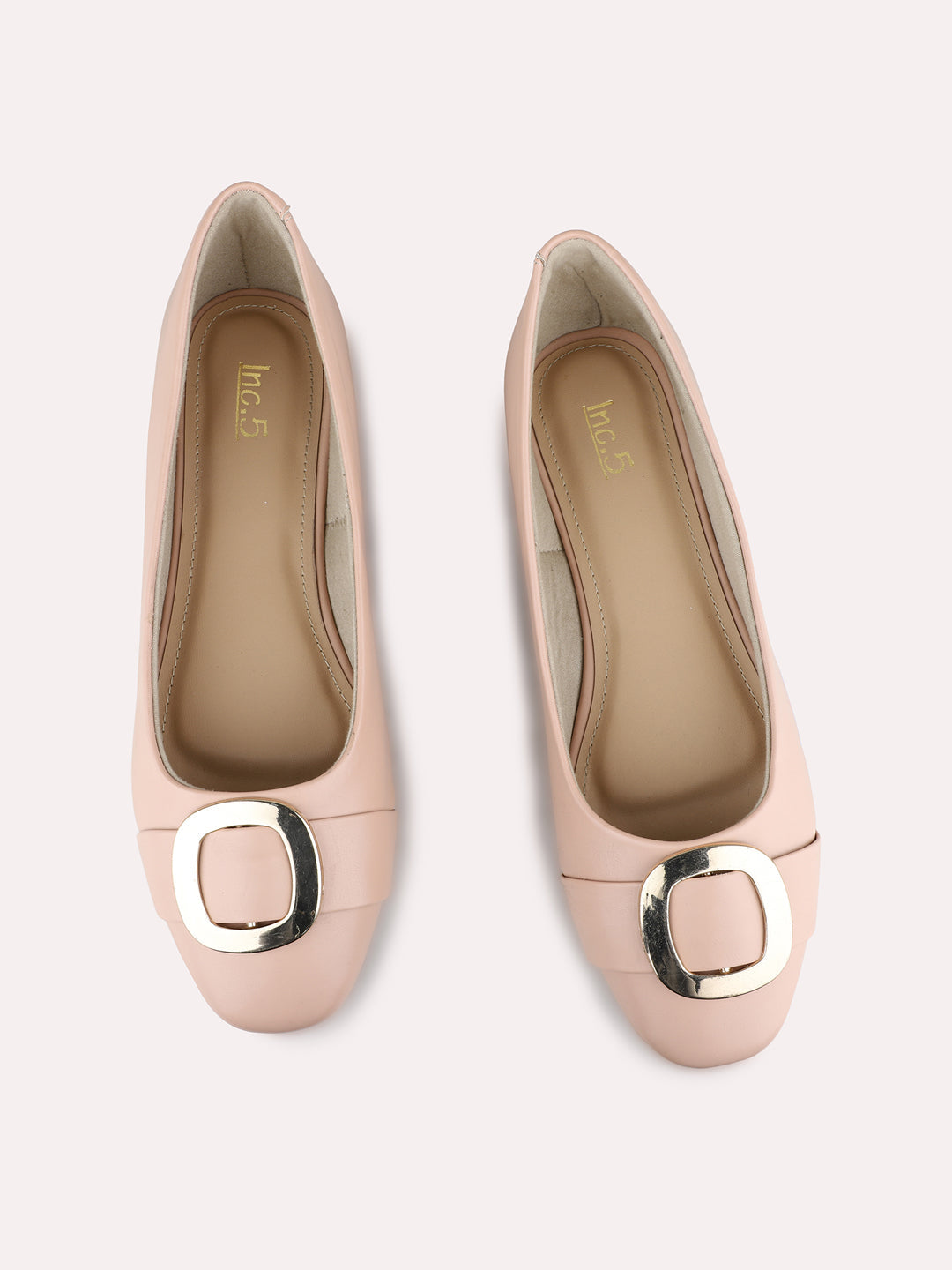 Womens Peach Casual Solid Narrow Toe Ballerinas
