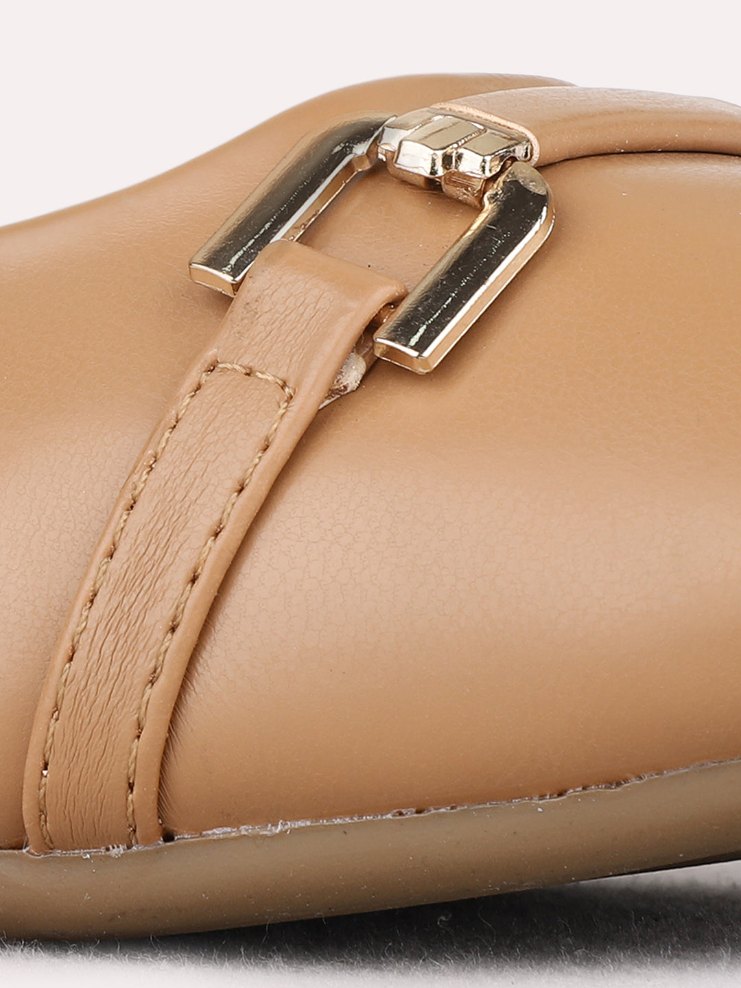 Womens Beige Casual Solid Narrow Toe Ballerinas