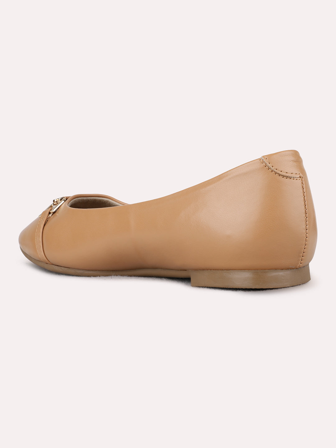 Womens Beige Casual Solid Narrow Toe Ballerinas
