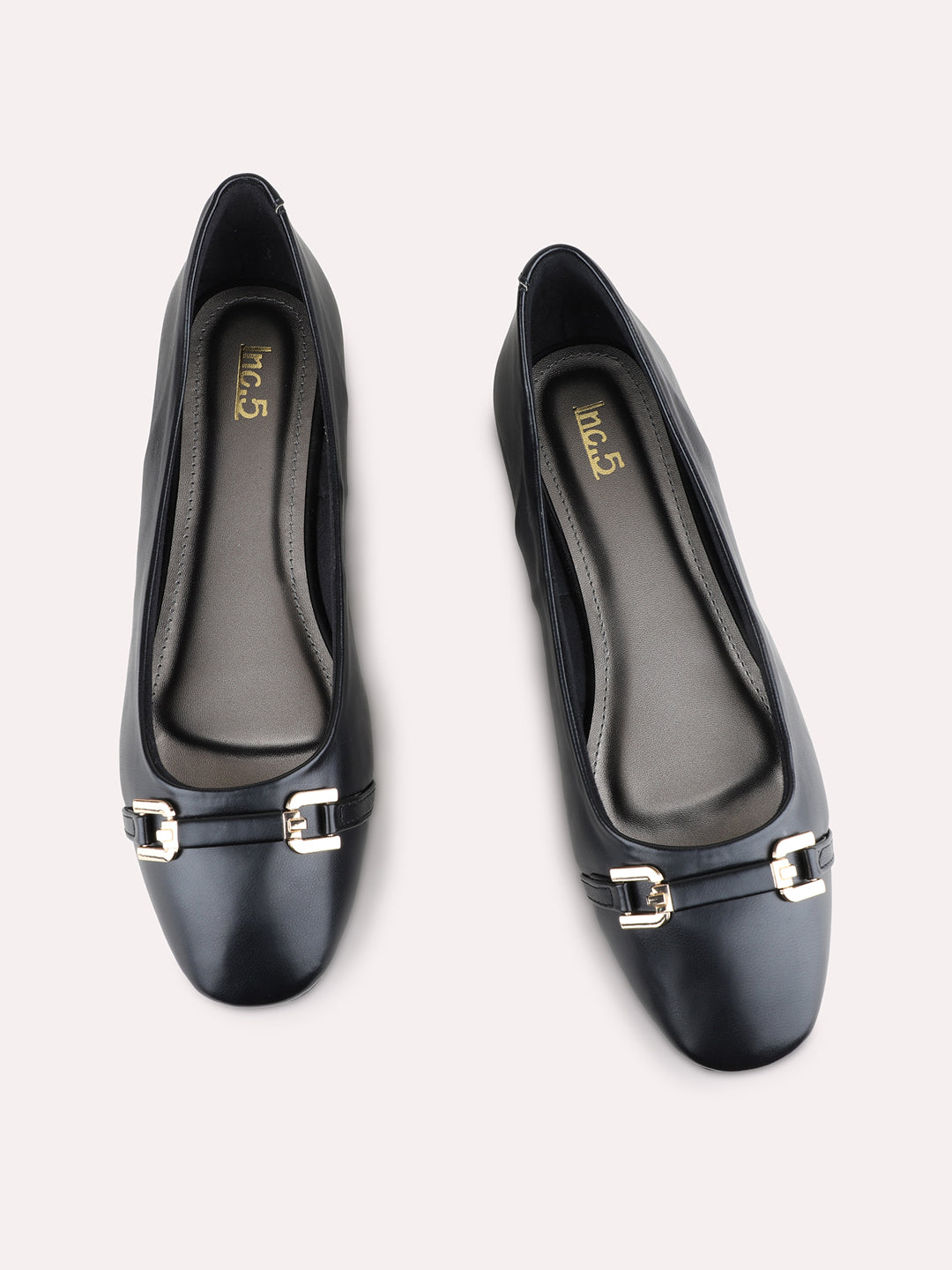 Womens Black Casual Solid Narrow Toe Flat Ballerinas