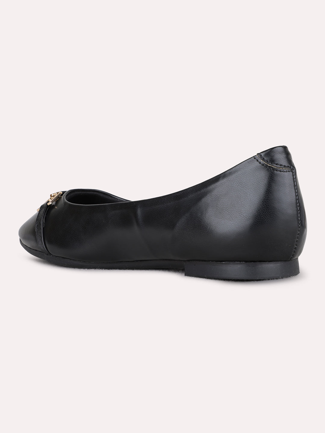 Womens Black Casual Solid Narrow Toe Flat Ballerinas