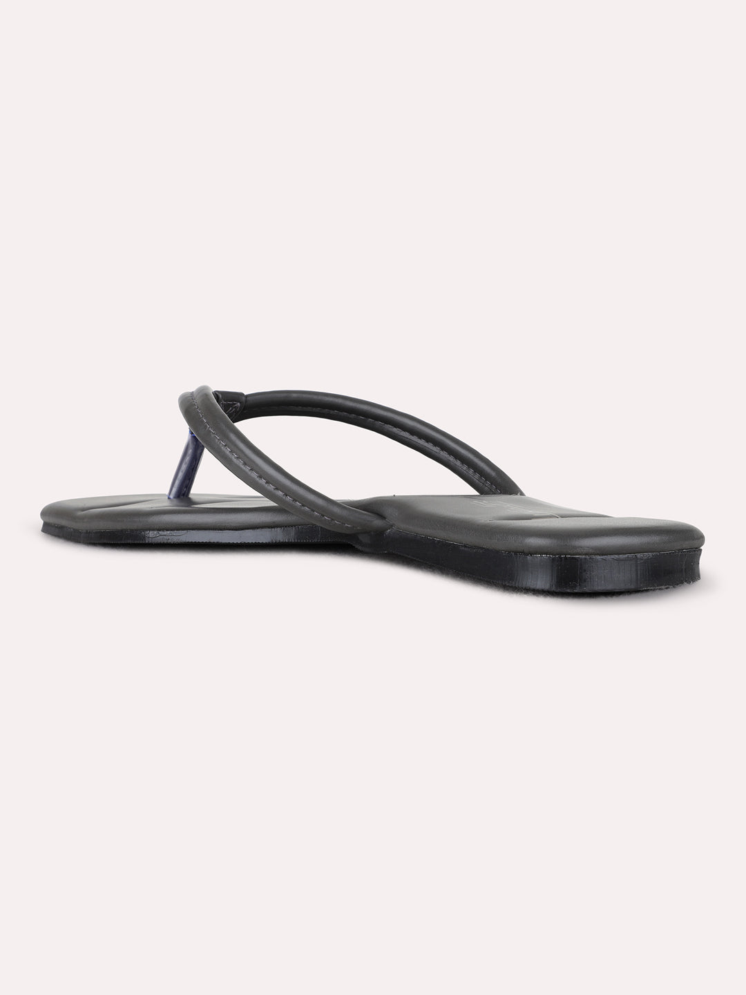 Womens Grey Casual Solid T-Strap Flats