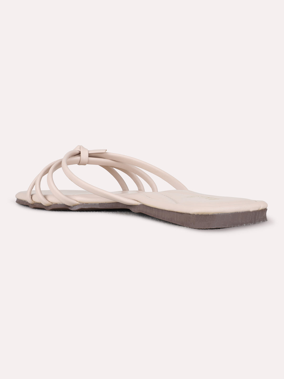 Womens Beige Casual Striped Open Toe Flats
