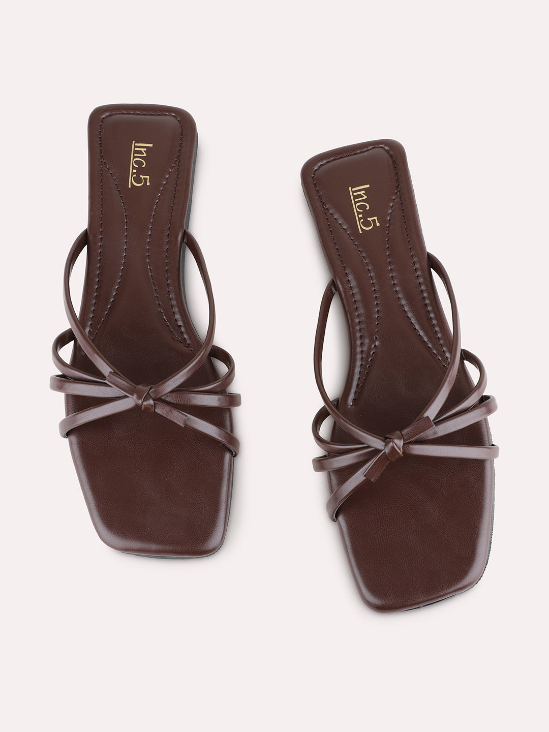 Womens Brown Casual Striped Open Toe Flats
