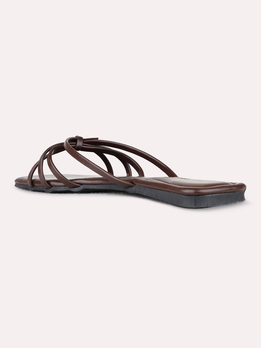 Womens Brown Casual Striped Open Toe Flats