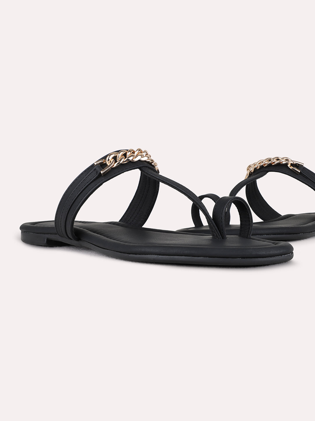 Womens Black Casual Solid One Toe Flats