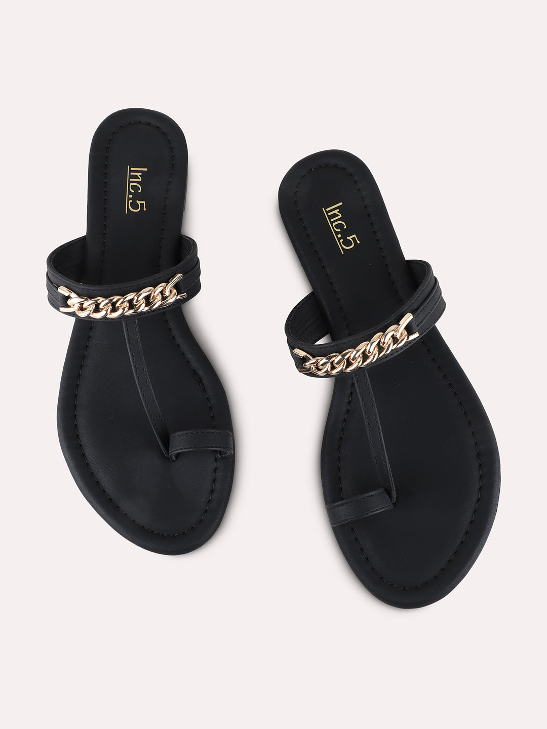Womens Black Casual Solid One Toe Flats
