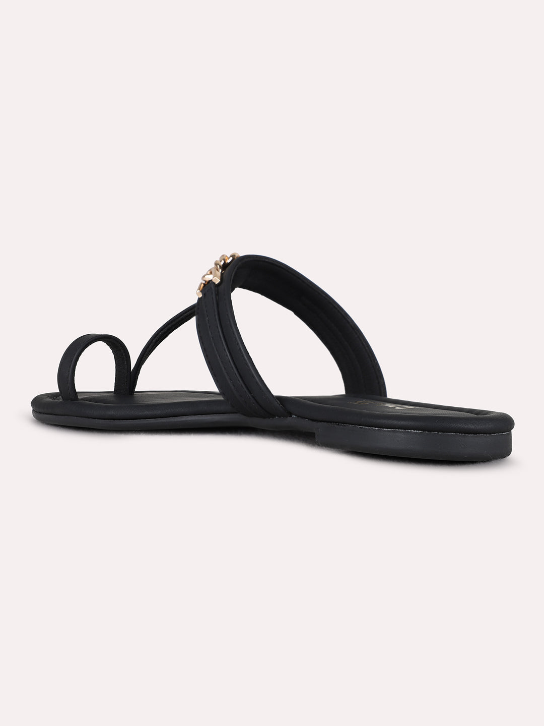 Womens Black Casual Solid One Toe Flats