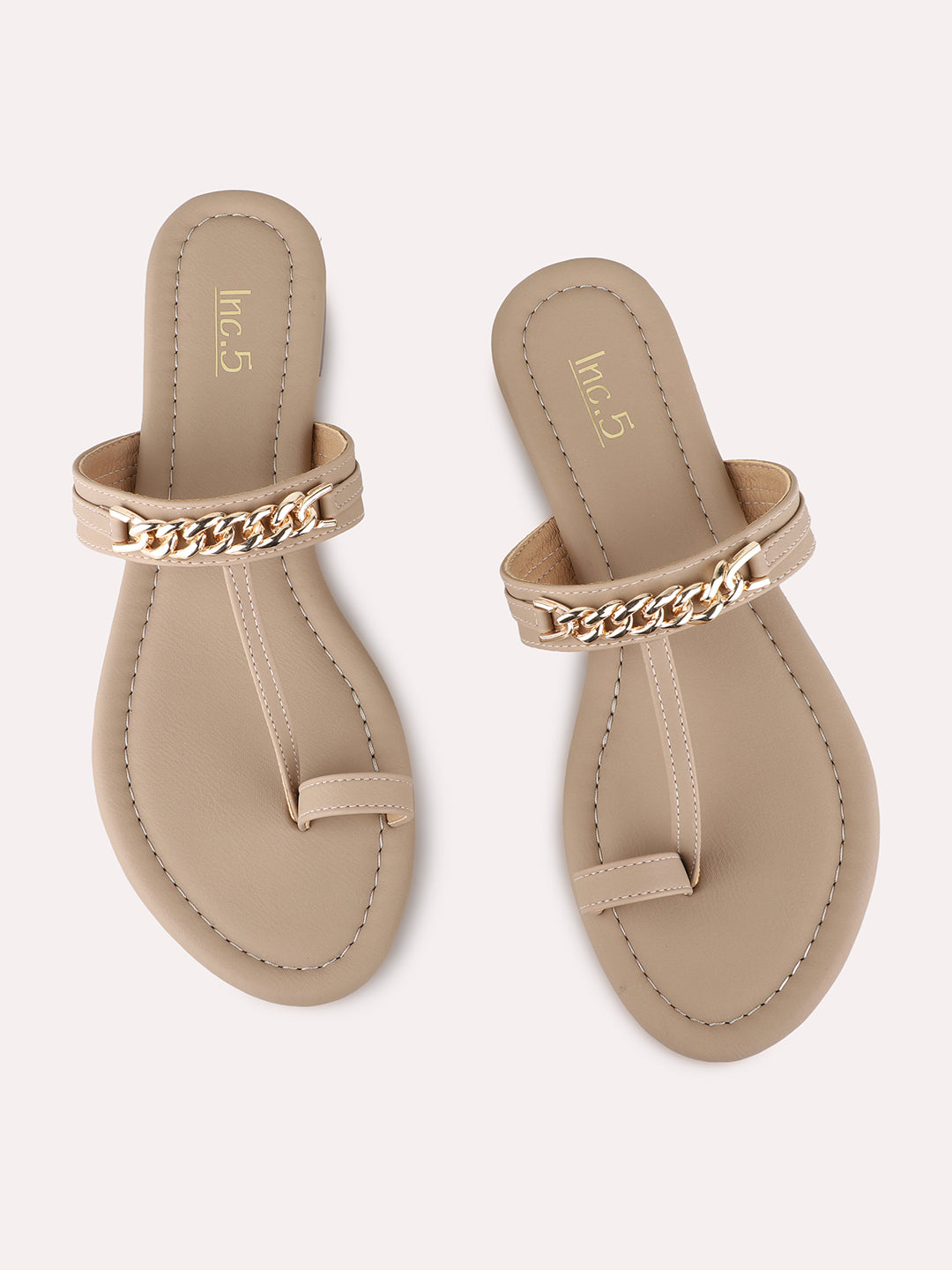 Womens Tan Casual Solid One Toe Flats