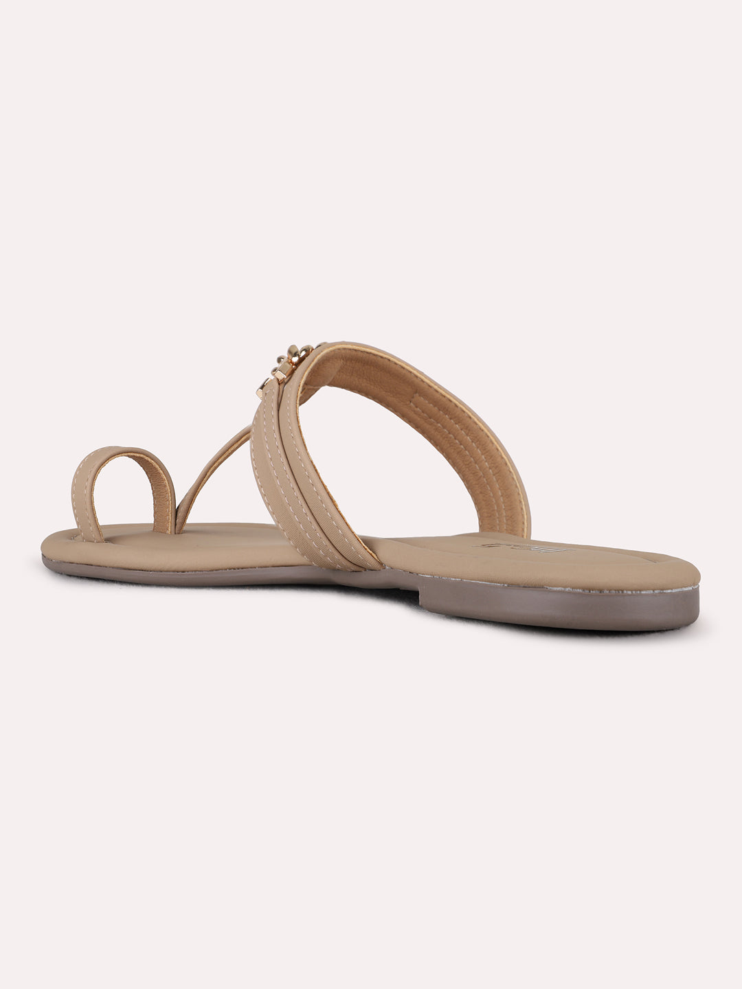 Womens Tan Casual Solid One Toe Flats