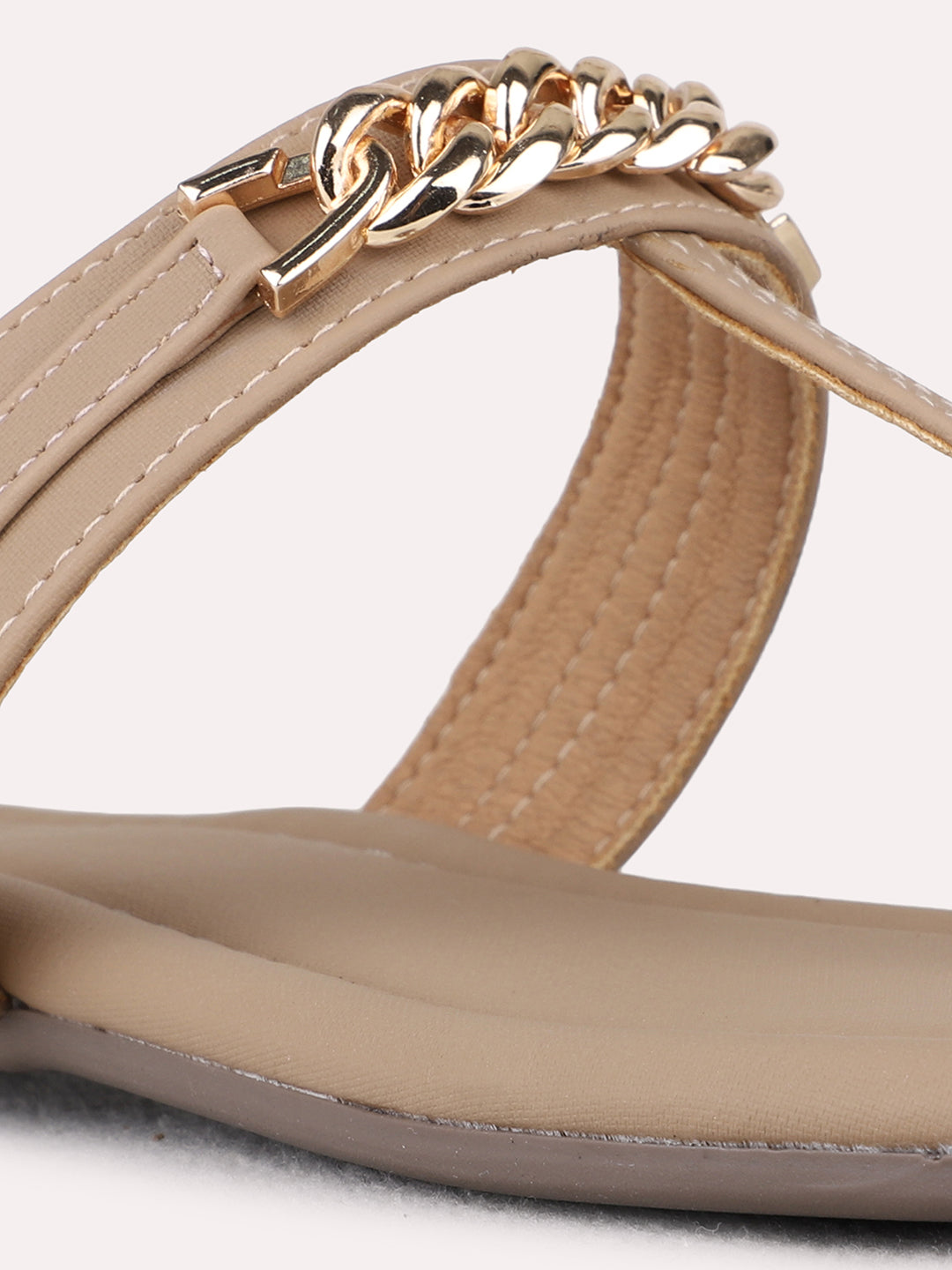 Womens Tan Casual Solid One Toe Flats