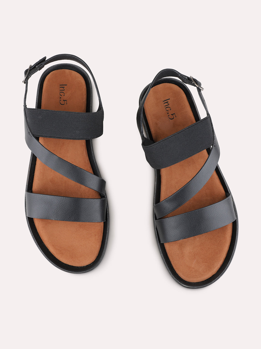 Womens Black Party Wear Solid Round Toe Wedge Heel Sandals