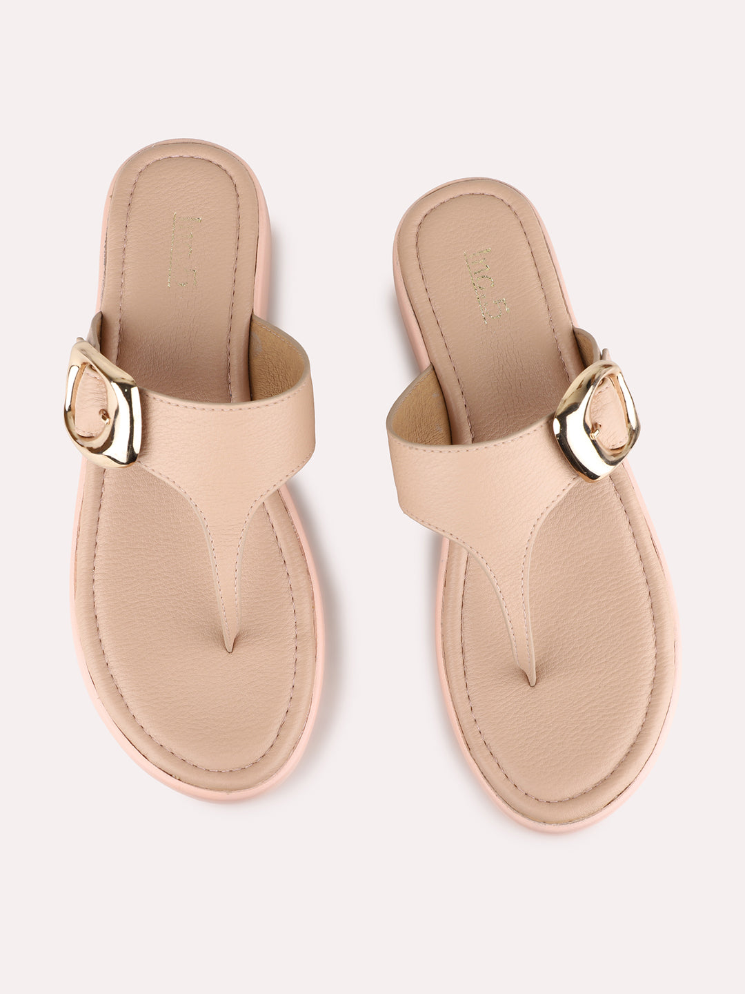Womens Peach Casual Solid Round Toe Wedge Heels