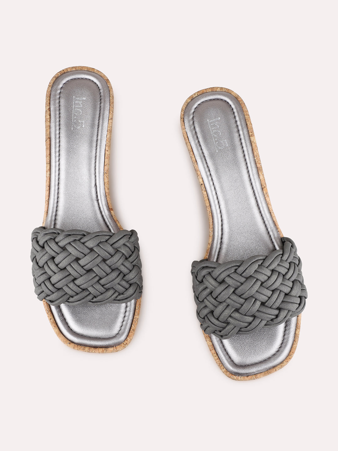 Womens Pewter Party Wear Solid Round Toe Wedge Heels