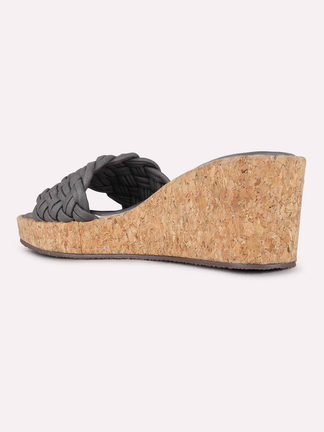 Womens Pewter Party Wear Solid Round Toe Wedge Heels