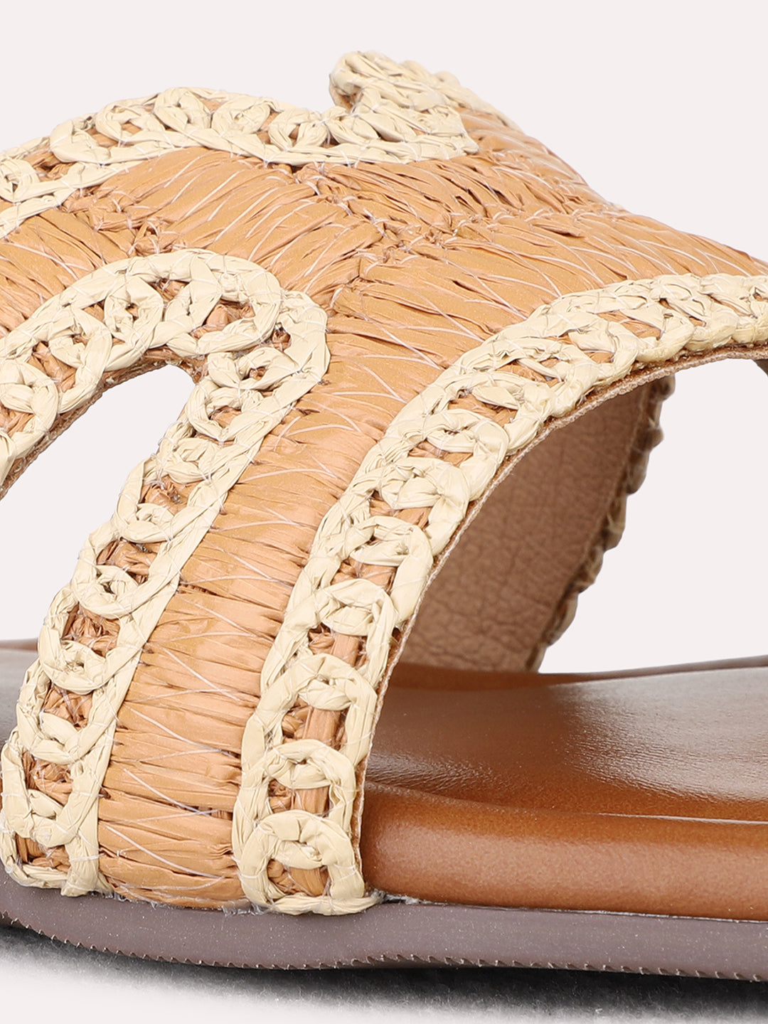 Womens Tan Casual Solid Open Toe Flats