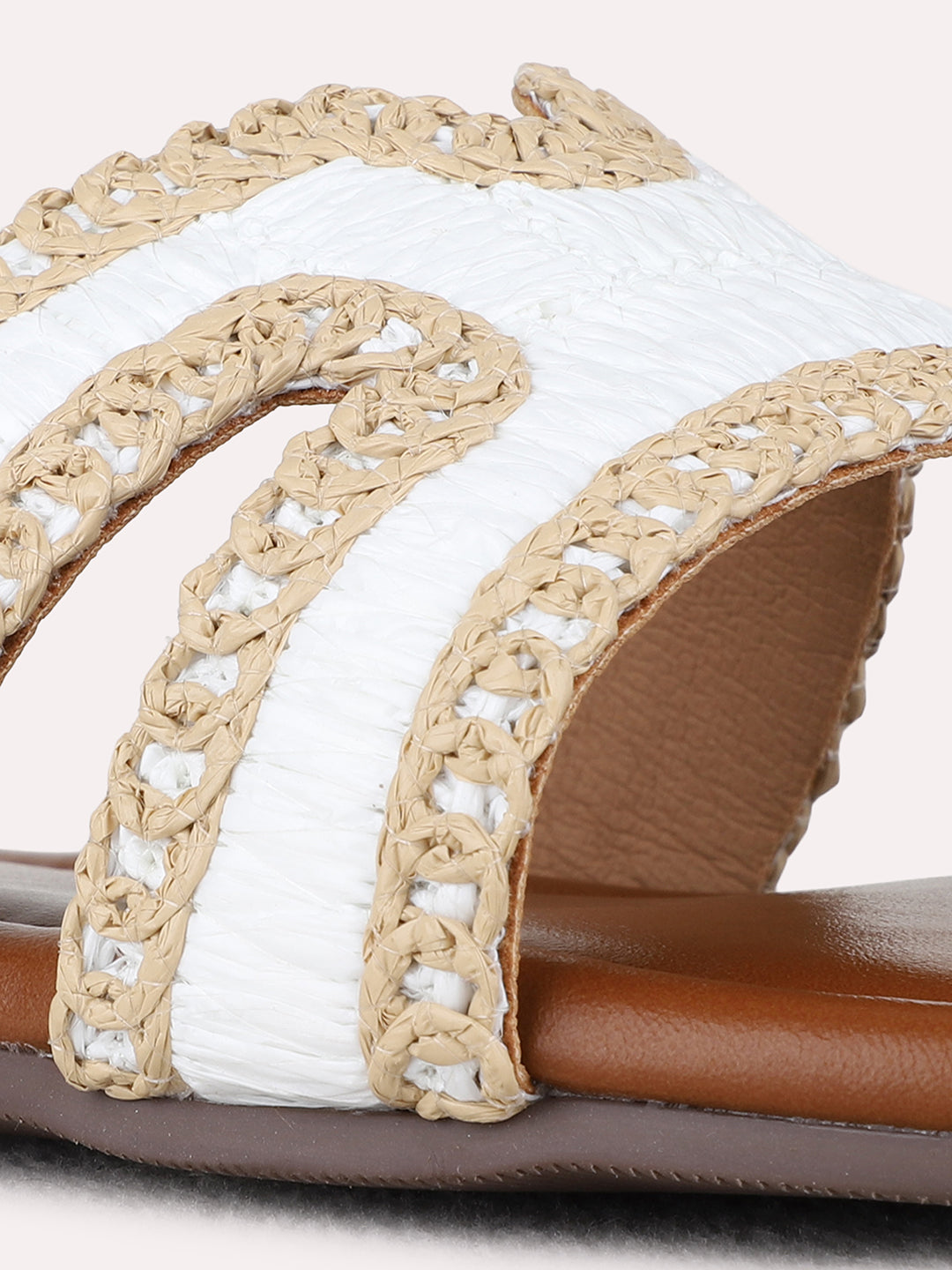 Womens White Casual Solid Open Toe Flats
