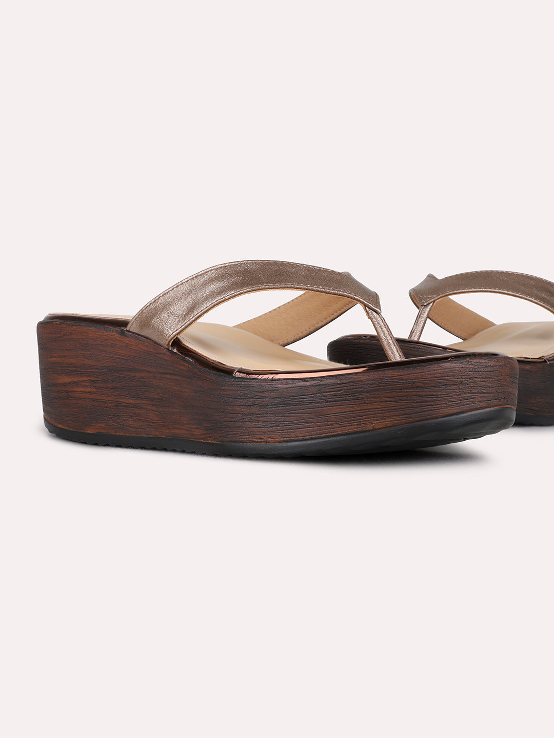 Womens Golden Casual Embellished Round Toe Wedges