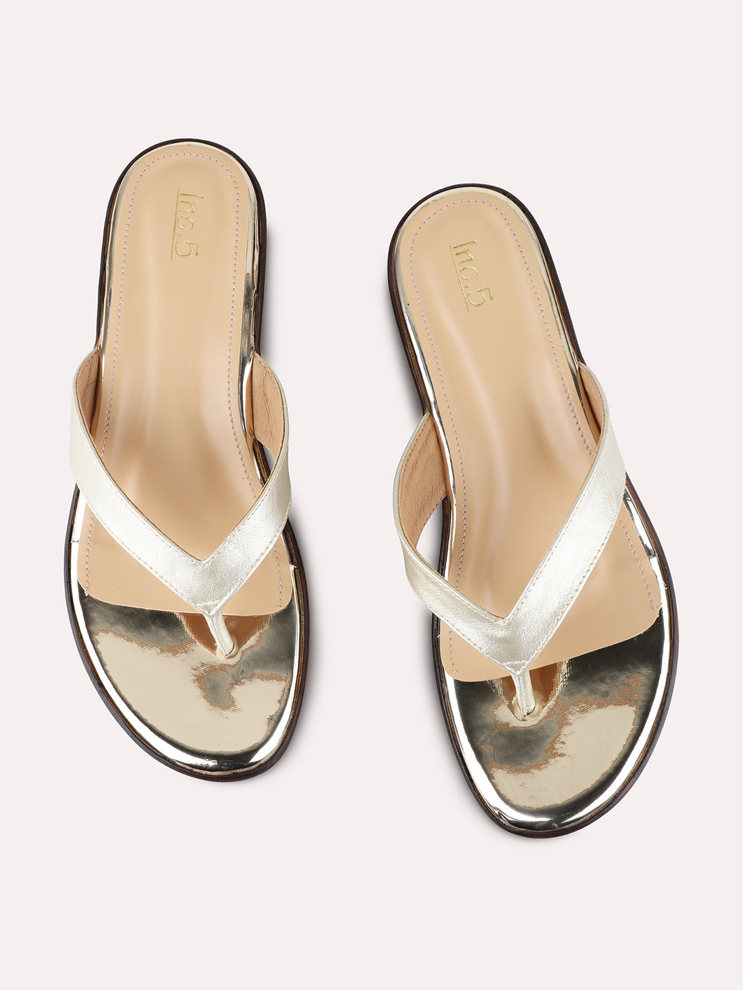 Womens Golden Casual Embellished Round Toe Wedge Heels