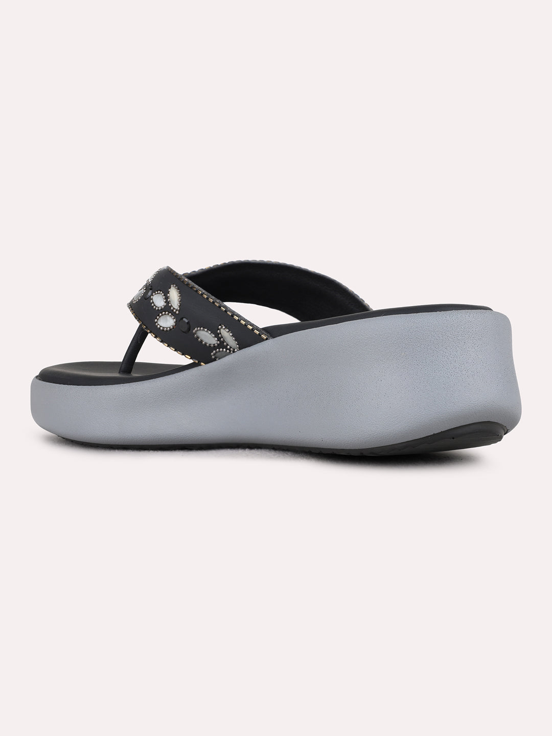 Womens Black Casual Printed Pattern Round Toe Wedge Heels
