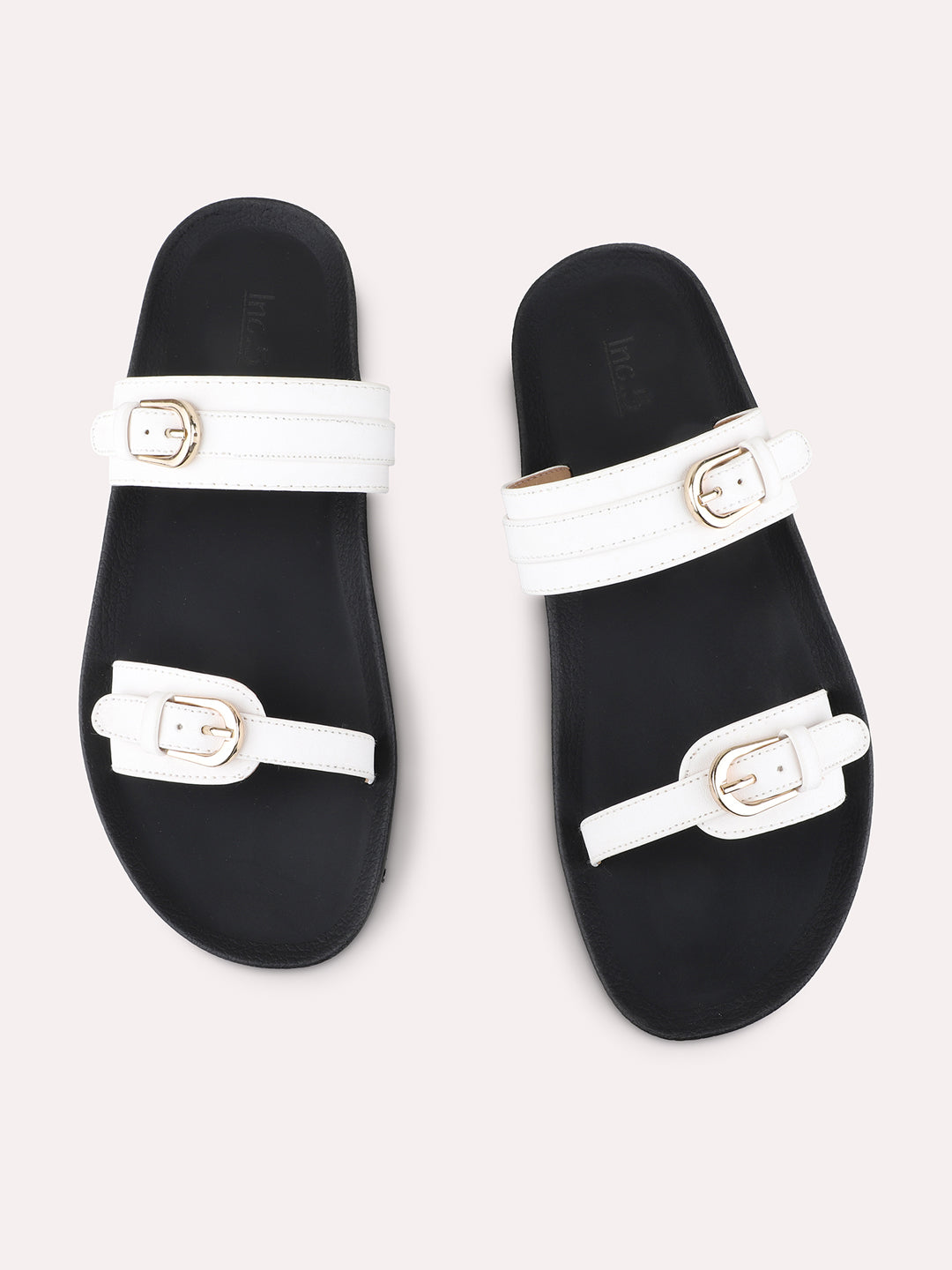 Womens White Casual Solid Open Toe Flat Sandals