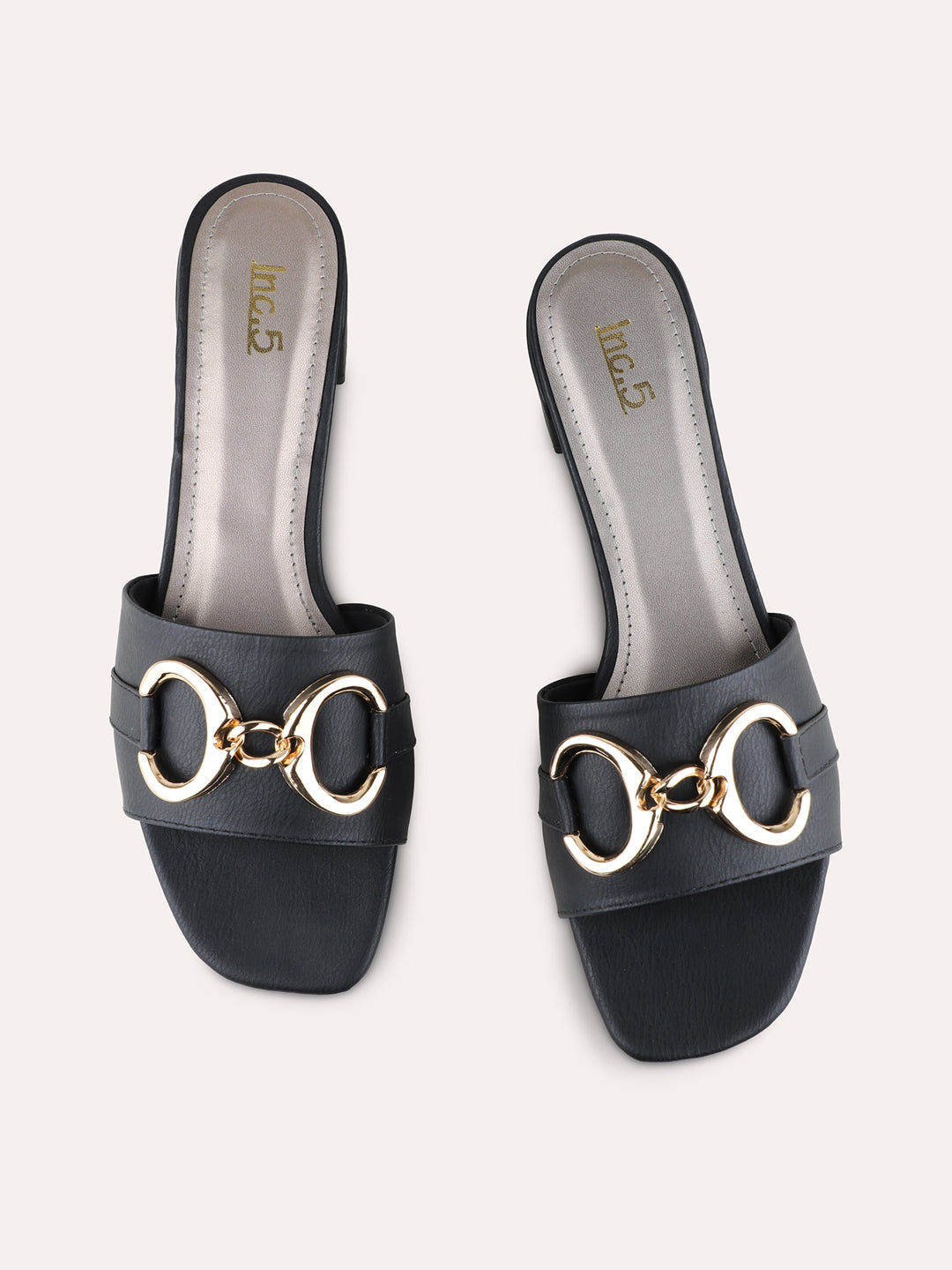 Womens Black Party Wear Solid Square Toe Heel Sandals