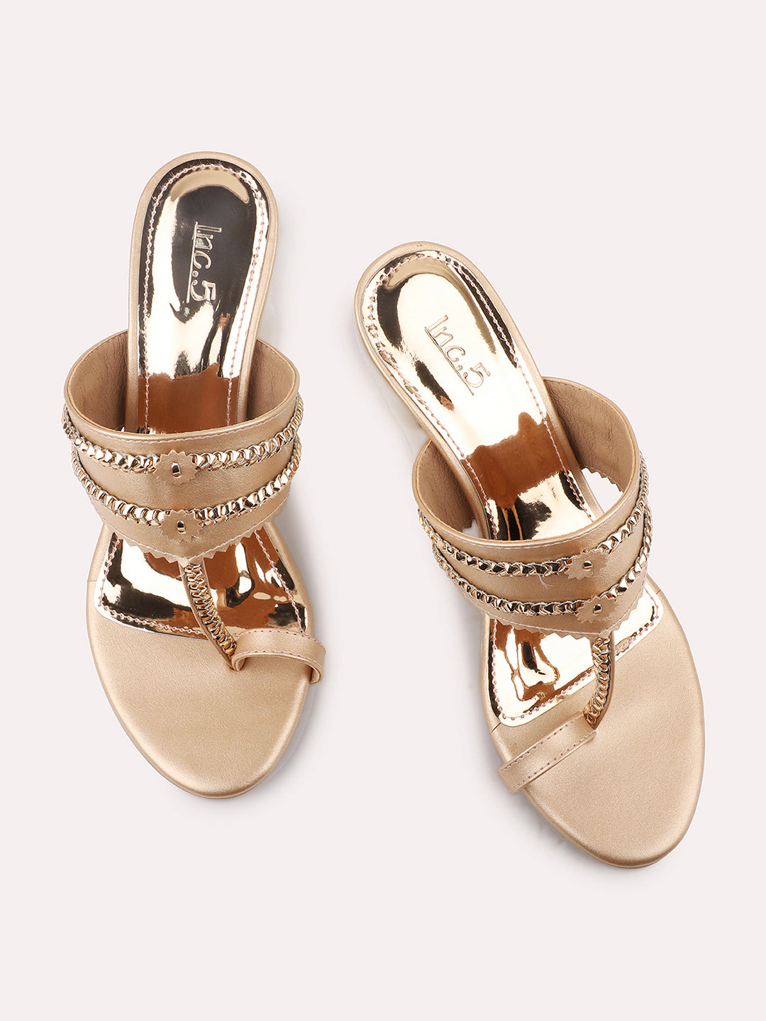 Women Rose Gold Embellished Stiletto Heels