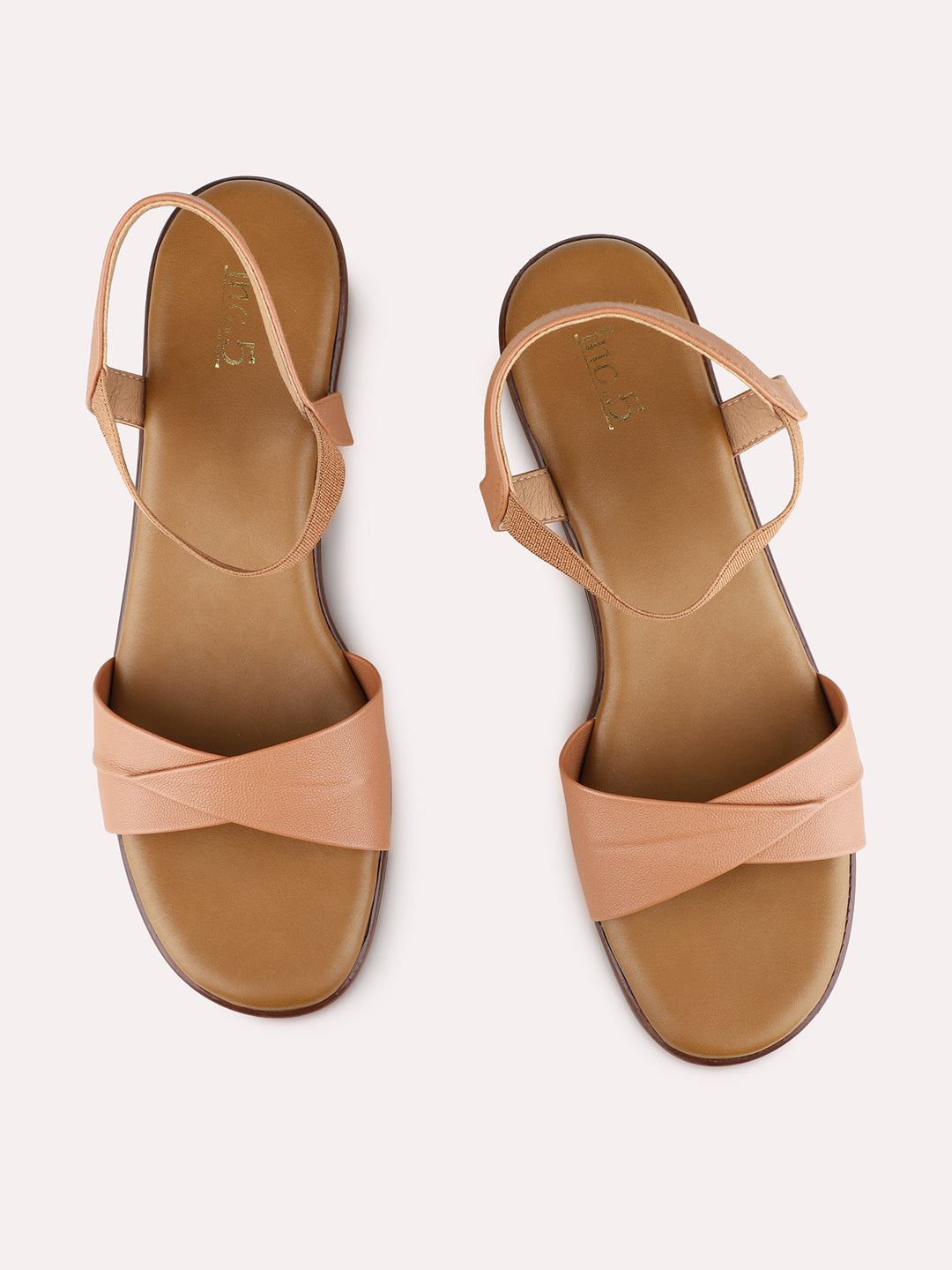 Womens Tan Party Wear Solid Round Toe Block Heels