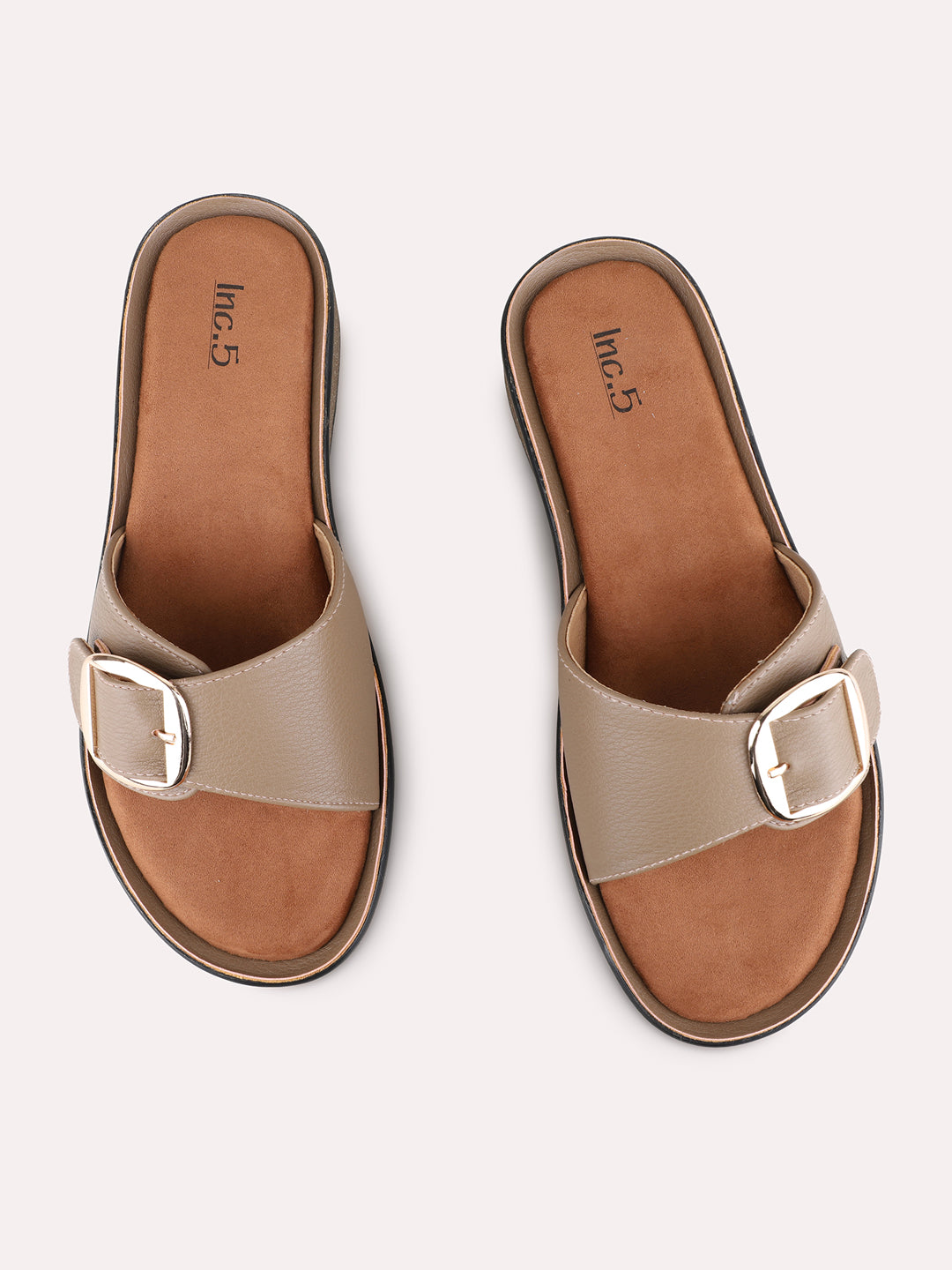 Womens Beige Ethnic Solid Open Toe Flat Sandals