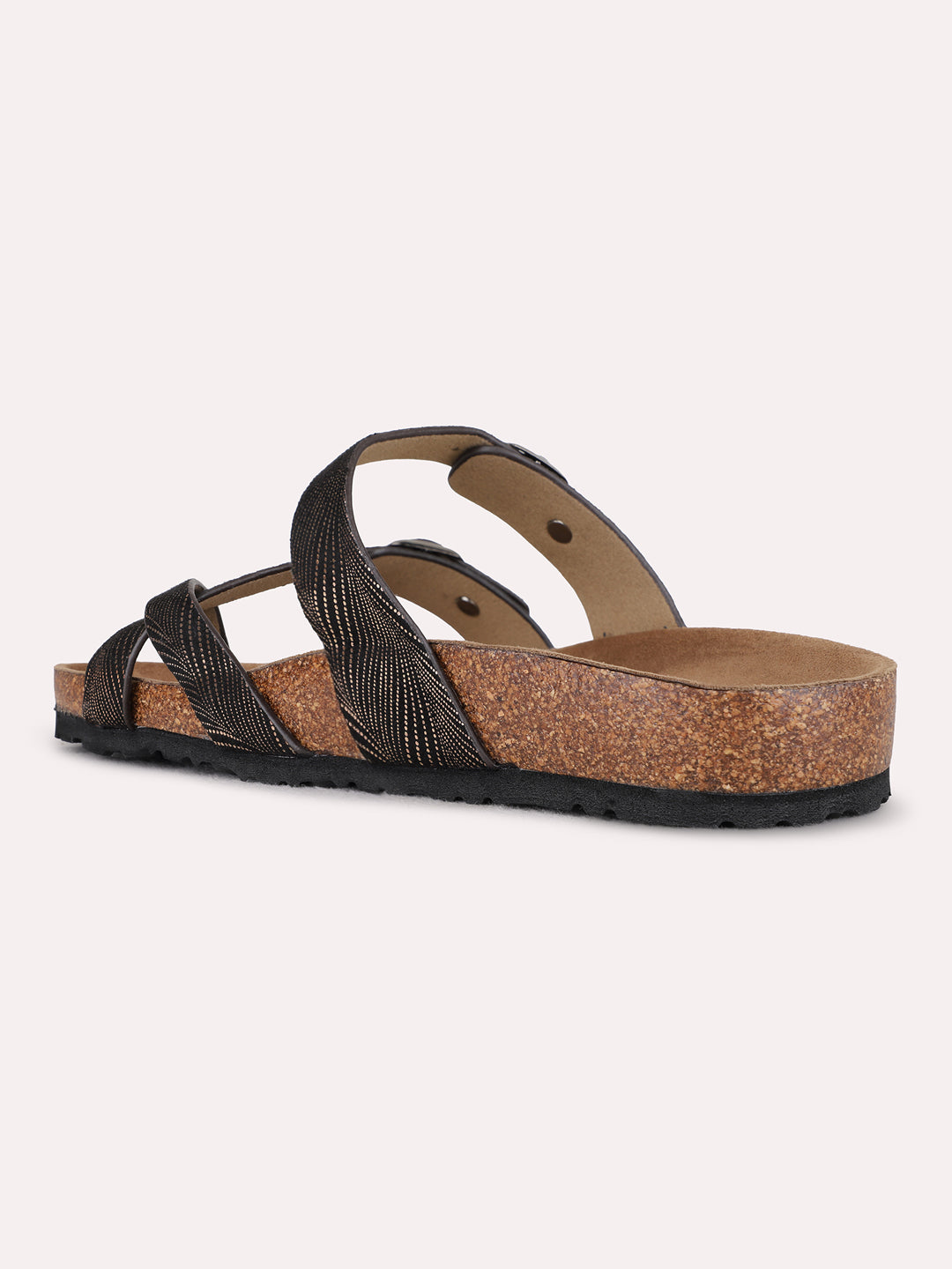 Womens Golden Party Wear Printed One Toe Flats