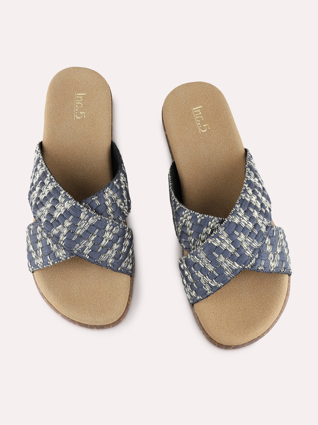 Womens Black Party Wear Printed Open Toe Flat Slip-On Sandals