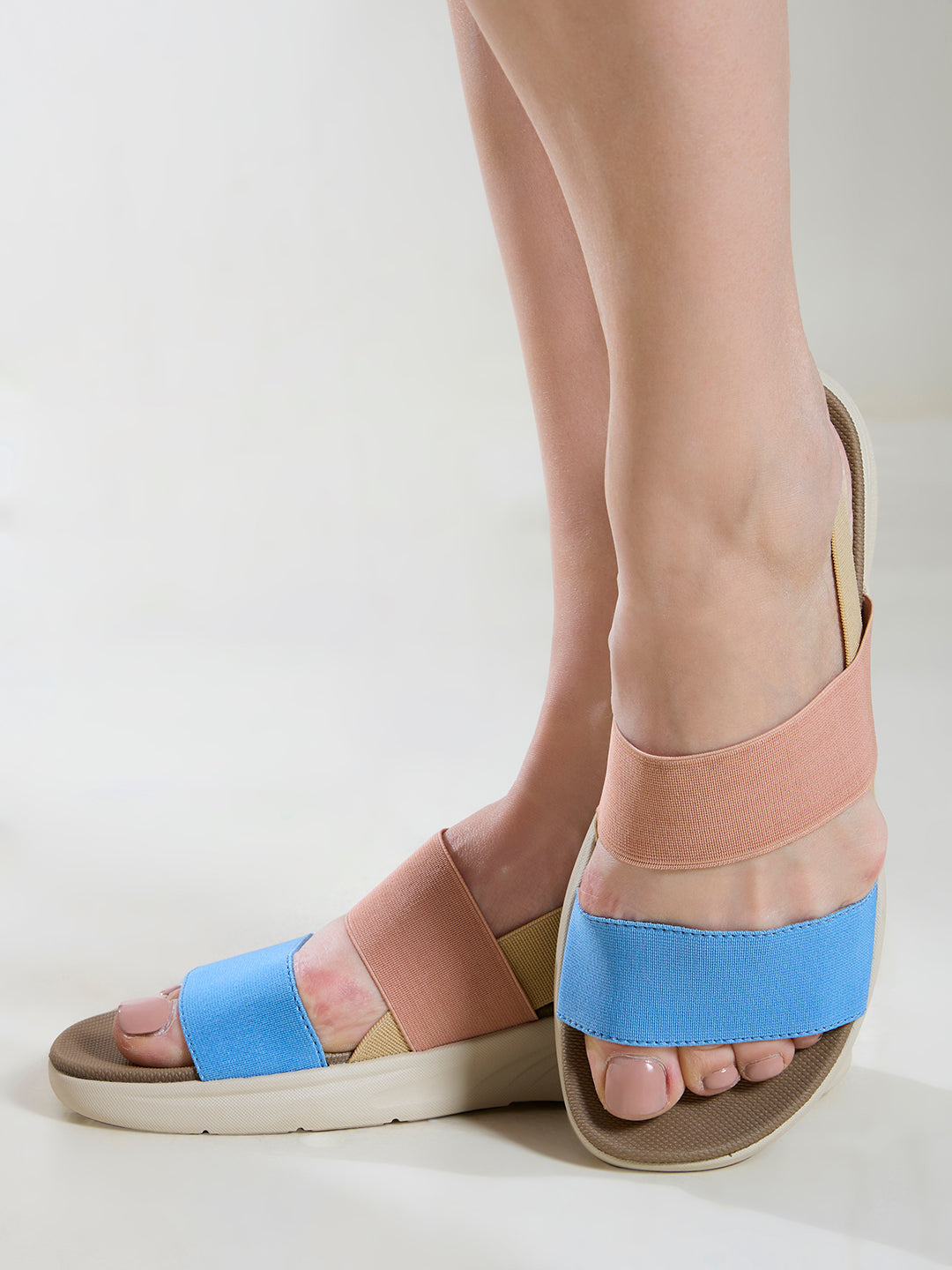 Womens Blue Party Wear Solid Open Toe Flat Sandals